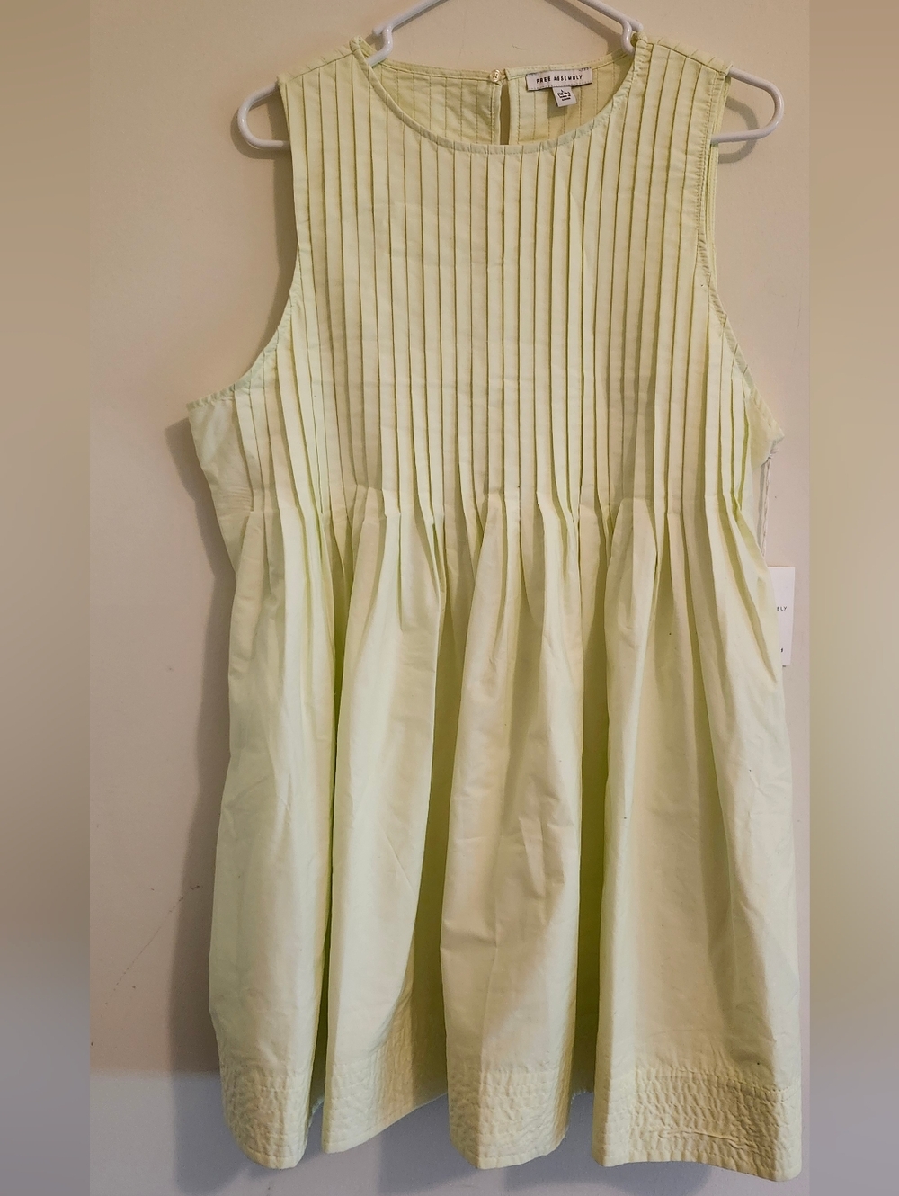 Sleeveless Pleated Light Bright Yellow Dress by Anne Klein